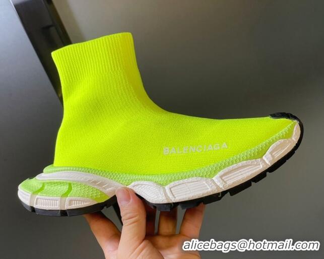 Low Cost Balenciaga 3XL Knit Speed Ankle Boots Neon Green 104064