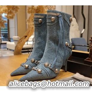 Top Design Balenciaga Cagole Ankle Boots 9cm in Washed Blue Denim 104065