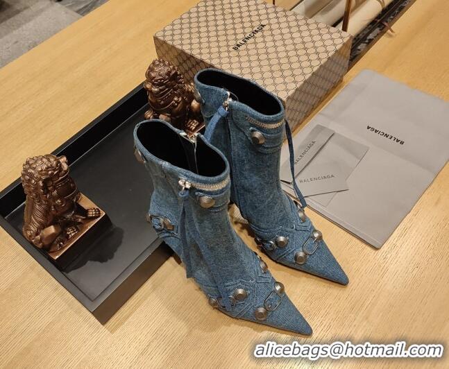 Top Design Balenciaga Cagole Ankle Boots 9cm in Washed Blue Denim 104065