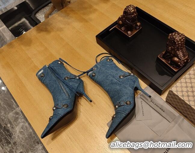 Top Design Balenciaga Cagole Ankle Boots 9cm in Washed Blue Denim 104065