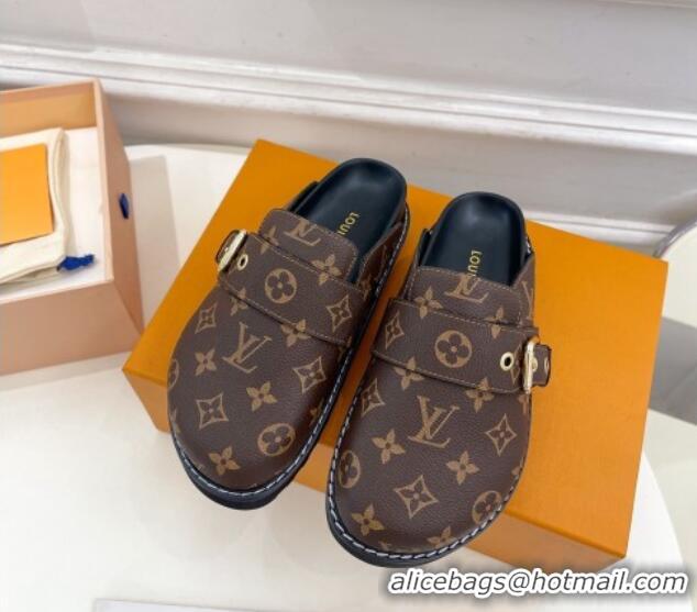 Hot Style Louis Vuitton LV Cosy Flat Comfort Clog Mules with Buckle Strap in Monogram Canvas 912024