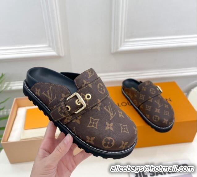 Hot Style Louis Vuitton LV Cosy Flat Comfort Clog Mules with Buckle Strap in Monogram Canvas 912024