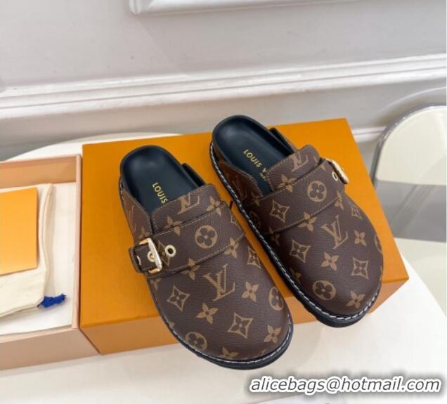 Hot Style Louis Vuitton LV Cosy Flat Comfort Clog Mules with Buckle Strap in Monogram Canvas 912024