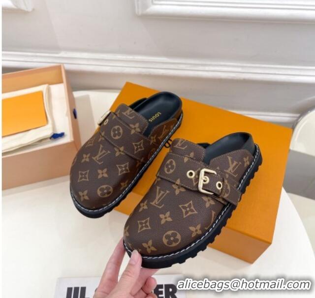 Hot Style Louis Vuitton LV Cosy Flat Comfort Clog Mules with Buckle Strap in Monogram Canvas 912024