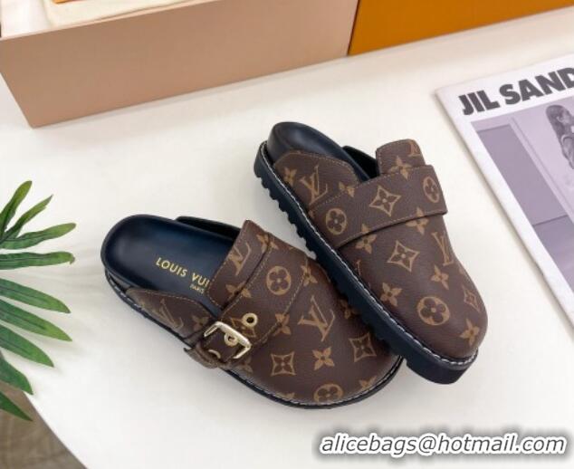 Hot Style Louis Vuitton LV Cosy Flat Comfort Clog Mules with Buckle Strap in Monogram Canvas 912024