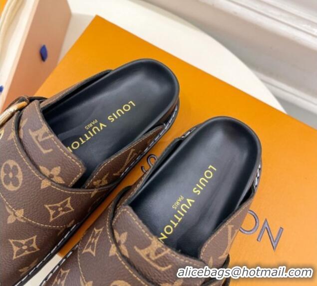 Hot Style Louis Vuitton LV Cosy Flat Comfort Clog Mules with Buckle Strap in Monogram Canvas 912024