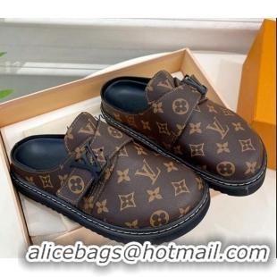 Shop Cheap Louis Vuitton Cosy Flat Comfort Clog Mules with LV Strap in Monogram Canvas 912028