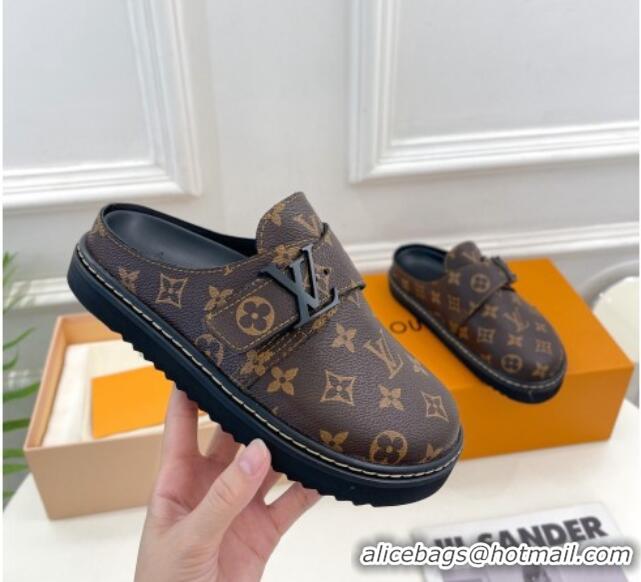 Shop Cheap Louis Vuitton Cosy Flat Comfort Clog Mules with LV Strap in Monogram Canvas 912028