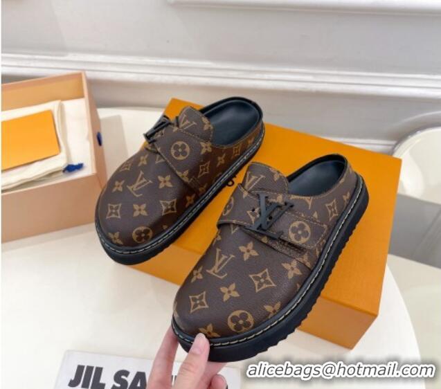 Shop Cheap Louis Vuitton Cosy Flat Comfort Clog Mules with LV Strap in Monogram Canvas 912028