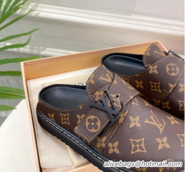 Shop Cheap Louis Vuitton Cosy Flat Comfort Clog Mules with LV Strap in Monogram Canvas 912028