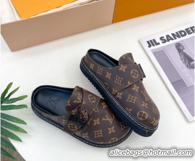 Shop Cheap Louis Vuitton Cosy Flat Comfort Clog Mules with LV Strap in Monogram Canvas 912028