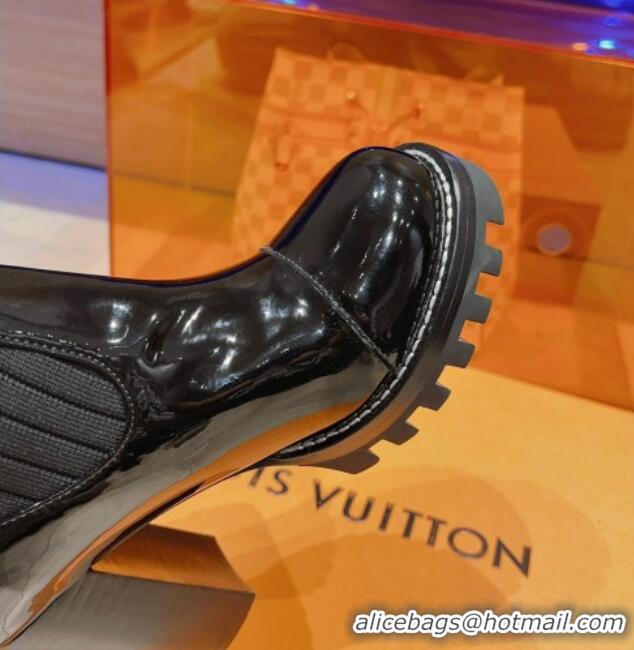 Charming Louis Vuitton Platform High Boots 9cm in Knit and Patent Leather Black/Red 912030