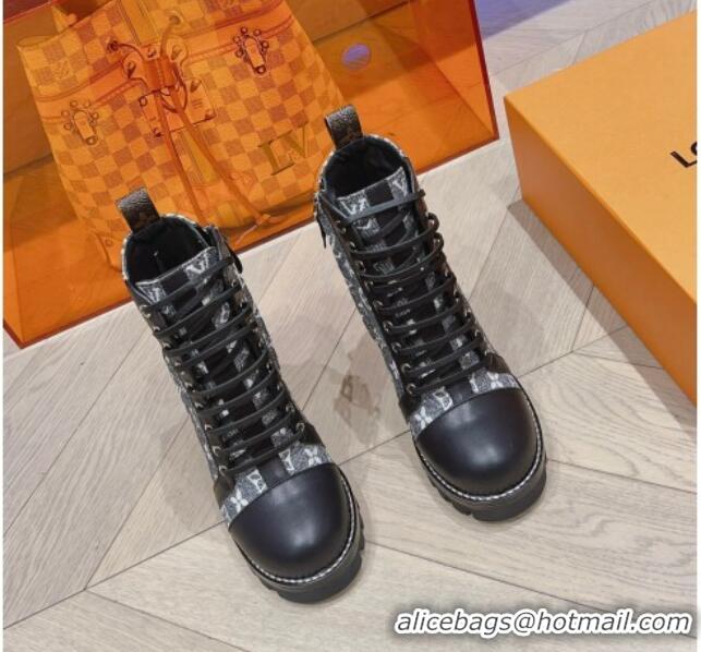 Popular Style Louis Vuitton Star Trail Ankle Boots 9cm in Monogram Canvas and Leather Grey 912038