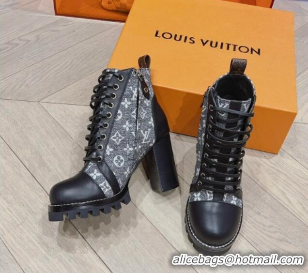 Popular Style Louis Vuitton Star Trail Ankle Boots 9cm in Monogram Canvas and Leather Grey 912038