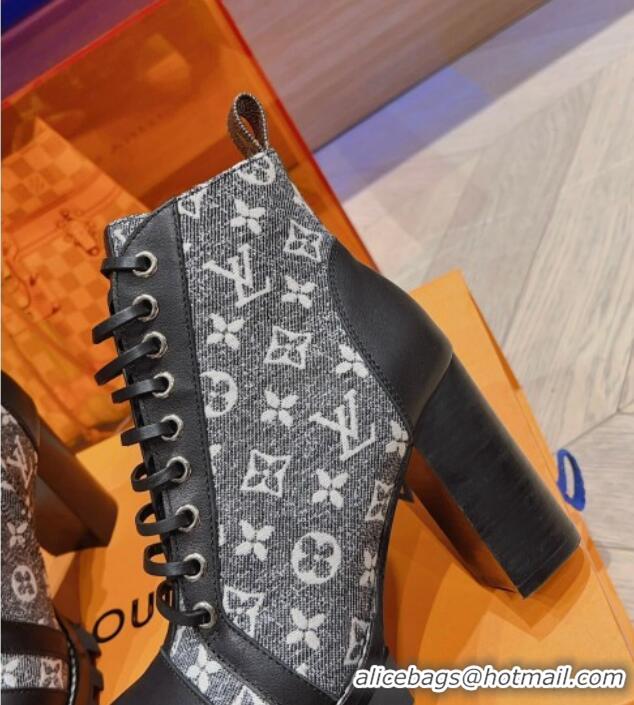 Popular Style Louis Vuitton Star Trail Ankle Boots 9cm in Monogram Canvas and Leather Grey 912038