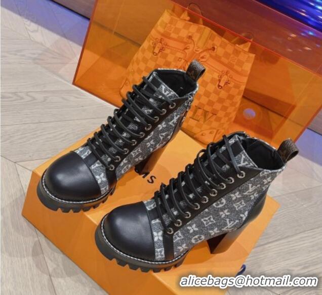 Popular Style Louis Vuitton Star Trail Ankle Boots 9cm in Monogram Canvas and Leather Grey 912038