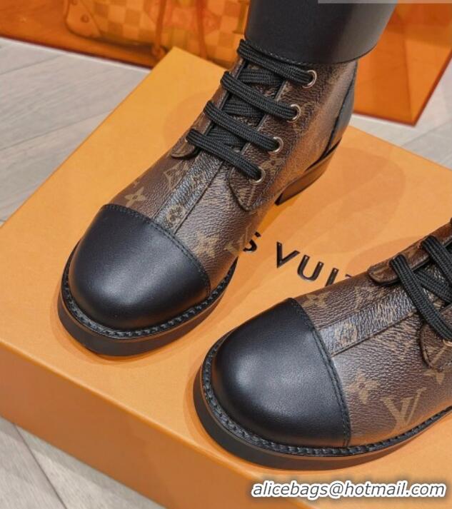 Luxurious Louis Vuitton Wonderland Flat Ranger Ankle Boots with LV Strap in Monogram Canvas 912040