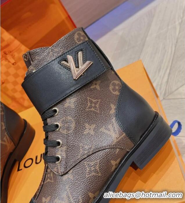 Luxurious Louis Vuitton Wonderland Flat Ranger Ankle Boots with LV Strap in Monogram Canvas 912040