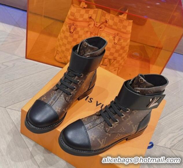 Luxurious Louis Vuitton Wonderland Flat Ranger Ankle Boots with LV Strap in Monogram Canvas 912040