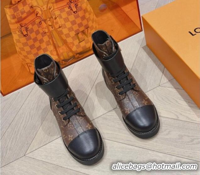 Luxurious Louis Vuitton Wonderland Flat Ranger Ankle Boots with LV Strap in Monogram Canvas 912040