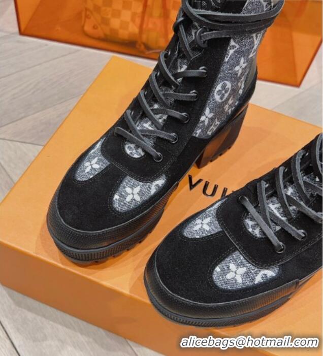 Unique Style Vuitton Laureate Desert Lace-up Platform Ankle Boots 7cm in Monogram Canvas Grey 912043