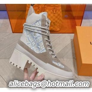 Buy Discount Louis Vuitton Since 1854 Laureate Desert Lace-up Platform Ankle Boots 7cm Grey 912044