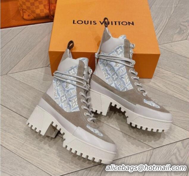 Buy Discount Louis Vuitton Since 1854 Laureate Desert Lace-up Platform Ankle Boots 7cm Grey 912044