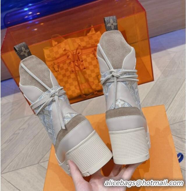 Buy Discount Louis Vuitton Since 1854 Laureate Desert Lace-up Platform Ankle Boots 7cm Grey 912044