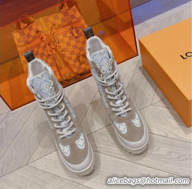 Buy Discount Louis Vuitton Since 1854 Laureate Desert Lace-up Platform Ankle Boots 7cm Grey 912044