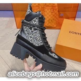 Shop Duplicate Louis Vuitton Since 1854 Laureate Desert Lace-up Platform Ankle Boots 7cm Black 912045