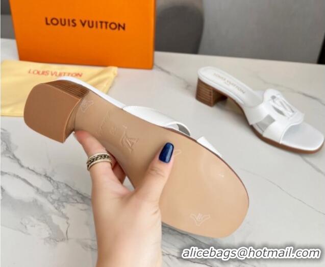 Best Product Louis Vuitton LV Isola Leather Heel Slide Sandals 4.5cm White 915086