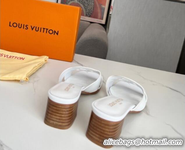 Best Product Louis Vuitton LV Isola Leather Heel Slide Sandals 4.5cm White 915086