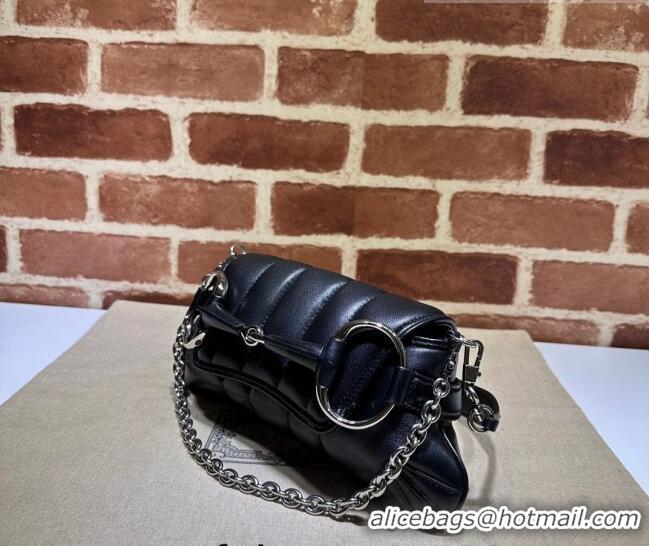 Famous Brand Gucci Horsebit Chain Small Shoulder bag in Quilted Leather 764339 Black 2023