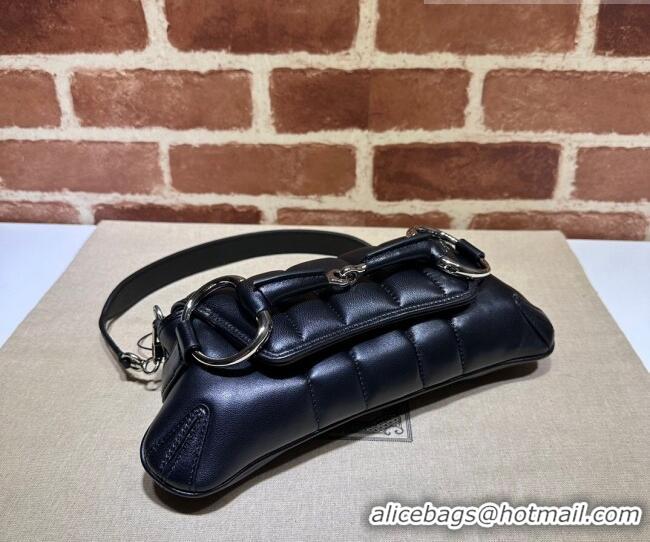 Famous Brand Gucci Horsebit Chain Small Shoulder bag in Quilted Leather 764339 Black 2023