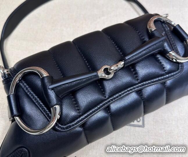 Famous Brand Gucci Horsebit Chain Small Shoulder bag in Quilted Leather 764339 Black 2023