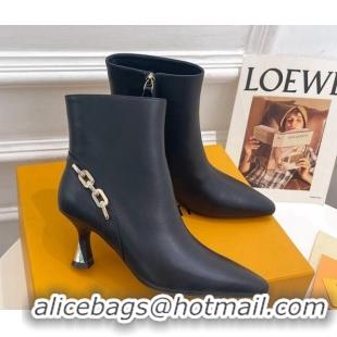 Best Grade Louis Vuitton Sparkle Heel Ankle Boots 6.5cm in Leather Black 918038