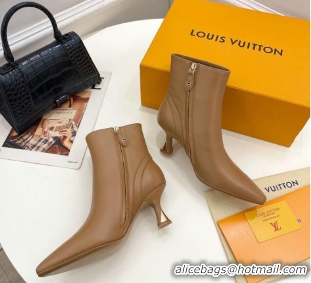 Good Looking Louis Vuitton Sparkle Heel Ankle Boots 6.5cm in Leather Brown 918039