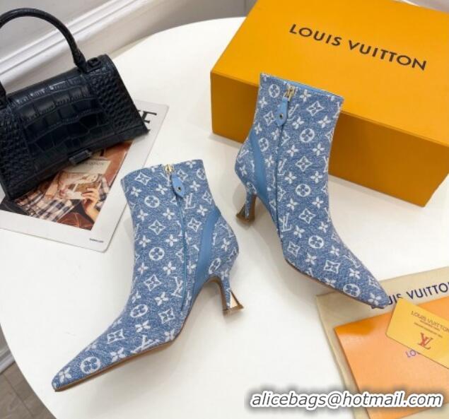 Unique Style Louis Vuitton Sparkle Heel Ankle Boots 6.5cm in Monogram Denim Blue 918041