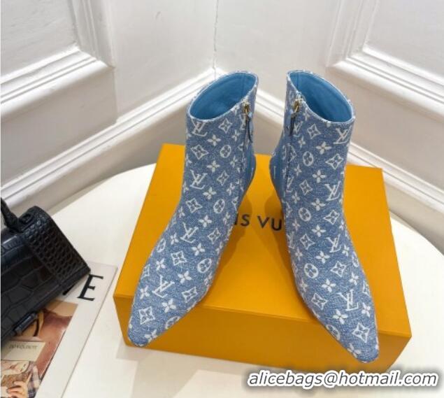 Unique Style Louis Vuitton Sparkle Heel Ankle Boots 6.5cm in Monogram Denim Blue 918041