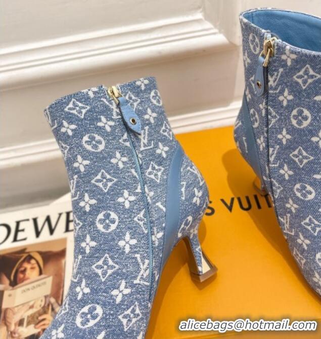 Unique Style Louis Vuitton Sparkle Heel Ankle Boots 6.5cm in Monogram Denim Blue 918041