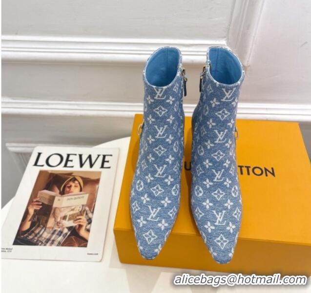 Unique Style Louis Vuitton Sparkle Heel Ankle Boots 6.5cm in Monogram Denim Blue 918041