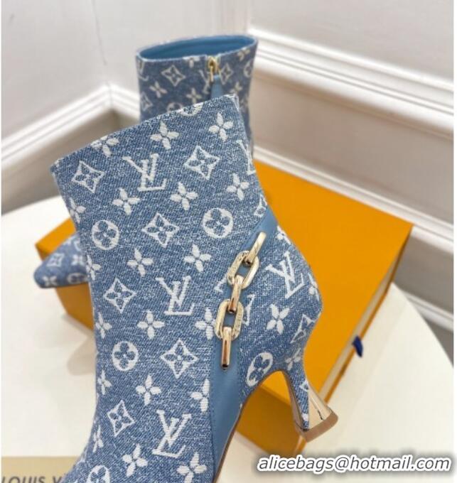 Unique Style Louis Vuitton Sparkle Heel Ankle Boots 6.5cm in Monogram Denim Blue 918041