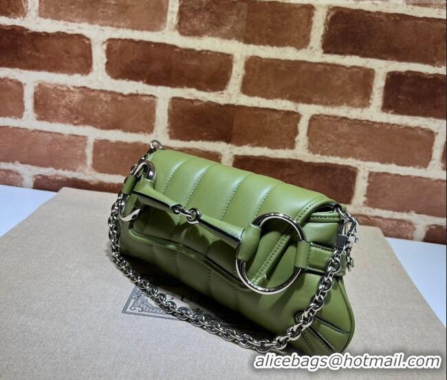 Top Design Gucci Horsebit Chain Small Shoulder bag in Quilted Leather 764339 Green 2023