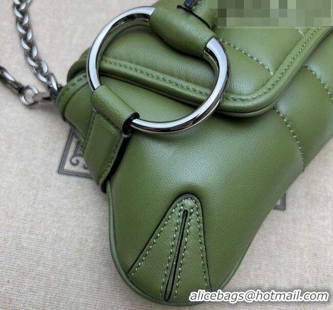 Top Design Gucci Horsebit Chain Small Shoulder bag in Quilted Leather 764339 Green 2023