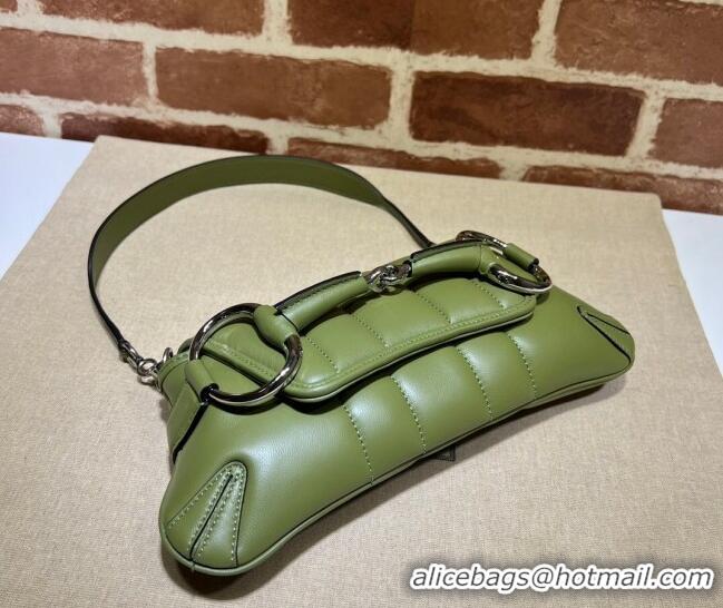 Top Design Gucci Horsebit Chain Small Shoulder bag in Quilted Leather 764339 Green 2023