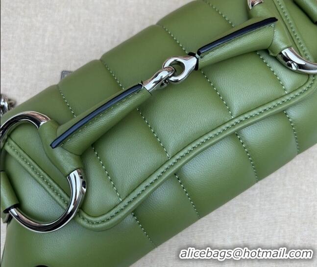 Top Design Gucci Horsebit Chain Small Shoulder bag in Quilted Leather 764339 Green 2023