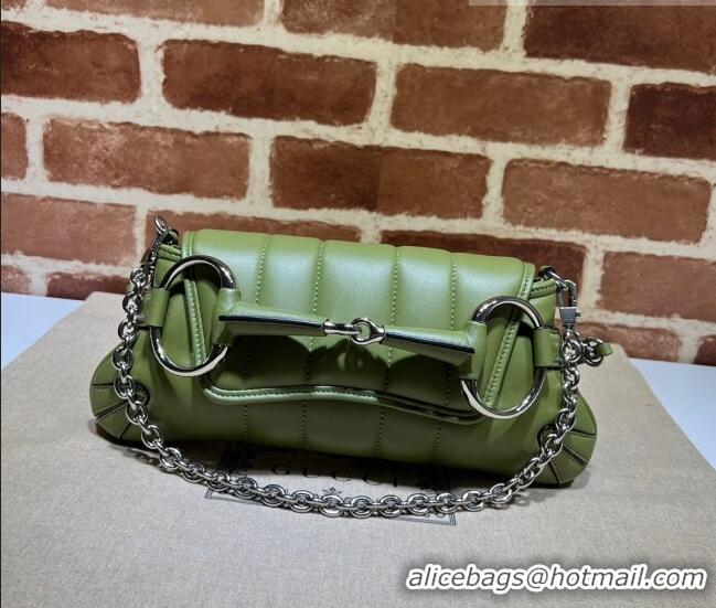 Top Design Gucci Horsebit Chain Small Shoulder bag in Quilted Leather 764339 Green 2023