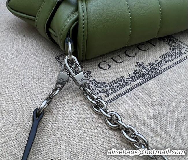 Top Design Gucci Horsebit Chain Small Shoulder bag in Quilted Leather 764339 Green 2023