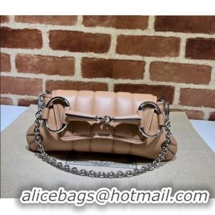 Famous Brand Gucci Horsebit Chain Small Shoulder bag in Quilted Leather 764339 Rose Beige 2023