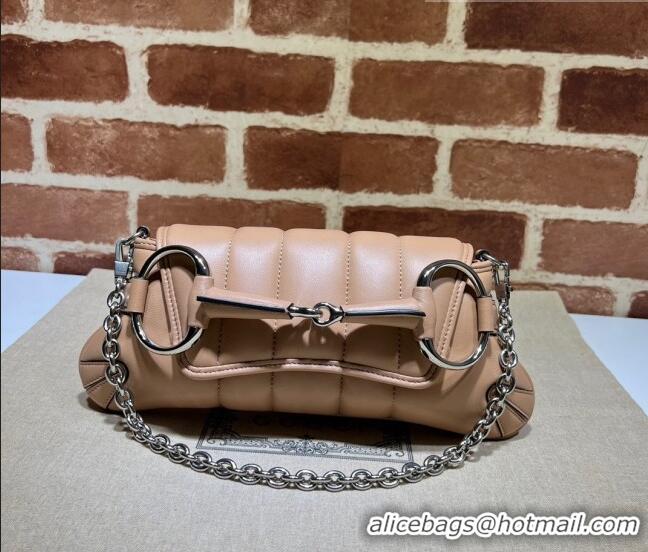 Famous Brand Gucci Horsebit Chain Small Shoulder bag in Quilted Leather 764339 Rose Beige 2023